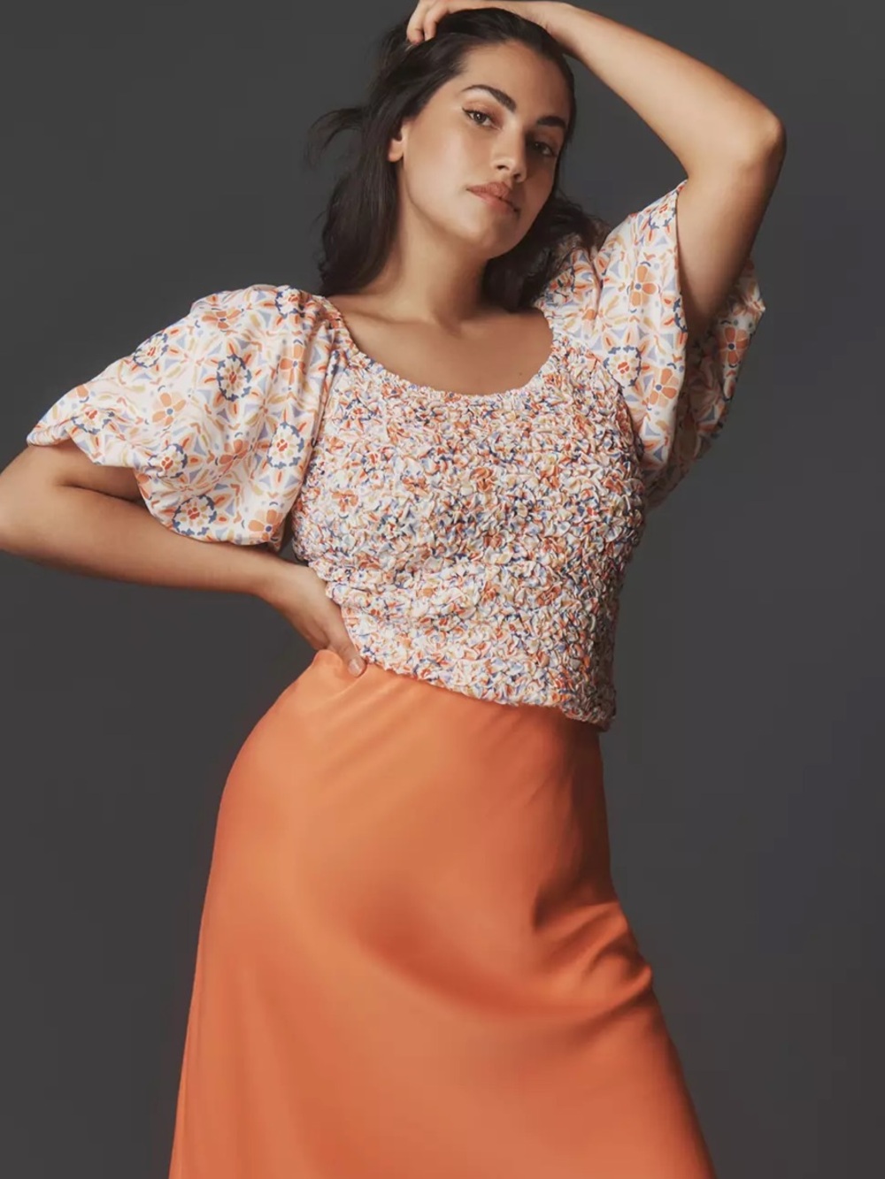 Anthropologie Dolan Off The Shoulder Floral Smocked Puff Sleeve Top Size XL
